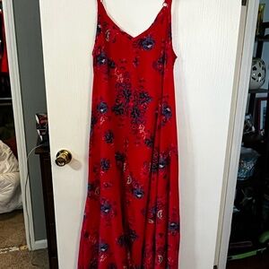 Torrid red floral challis maxi dress